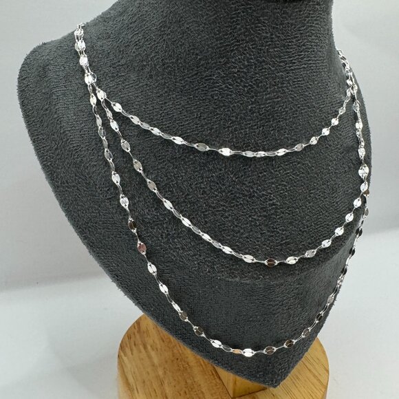 .925 Silver 3-layer Sparkling Necklace - Picture 4 of 6